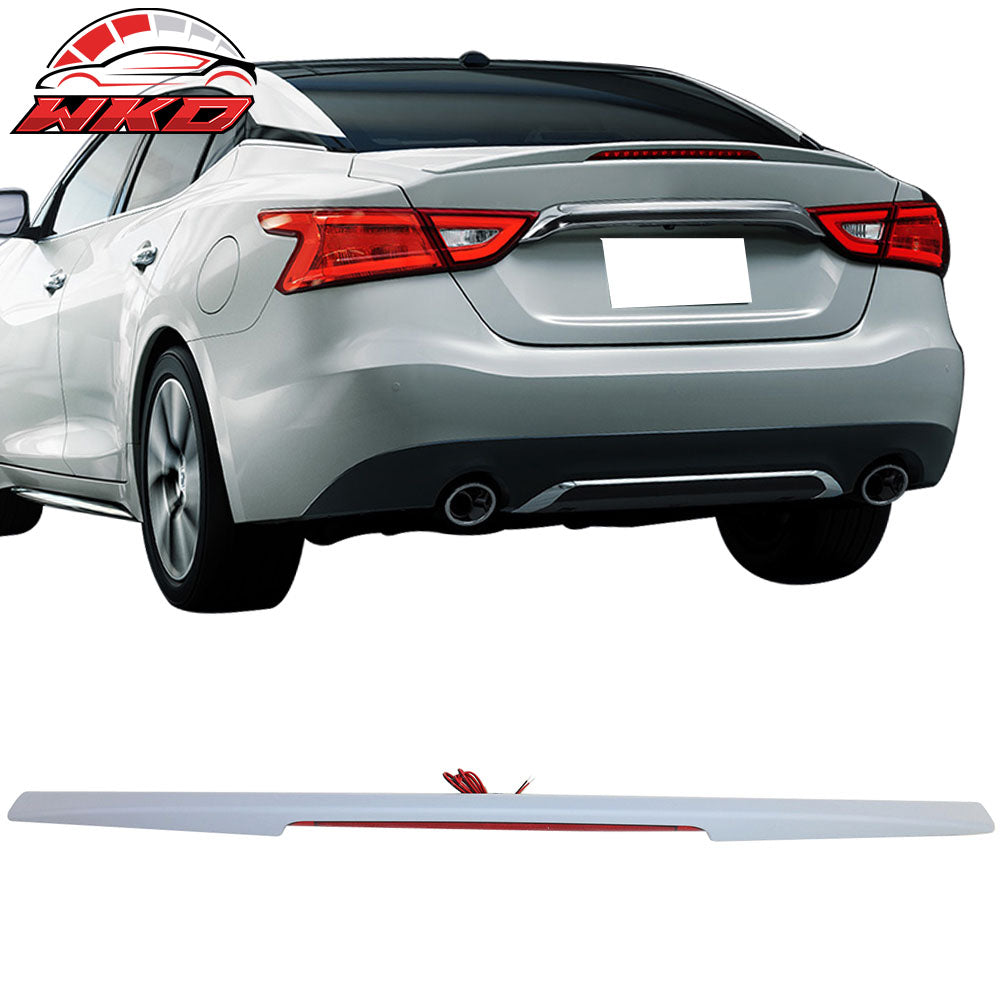 Fits 16-23 Nissan Maxima Trunk Spoiler OE Style Gray Rear Wing ABS LED Boot Trim