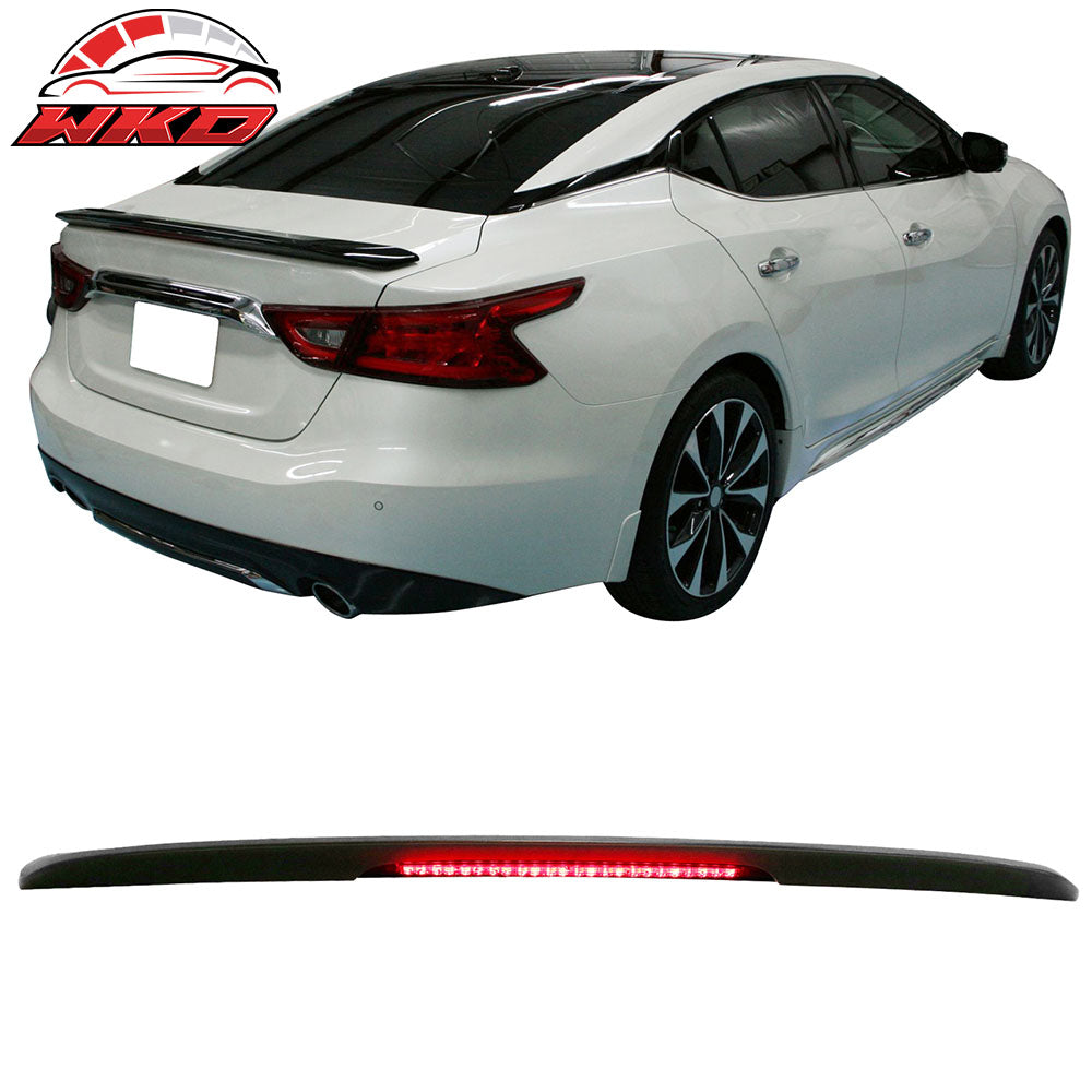 Fits 16-23 Nissan Maxima Trunk Spoiler SR Style Unpainted ABS Rear Wing w/ LED