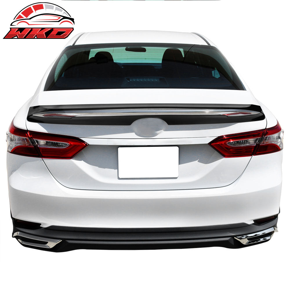 Fits 18-24 Toyota Camry MD Style Rear Trunk Spoiler Gloss Black W/Chrome Trim