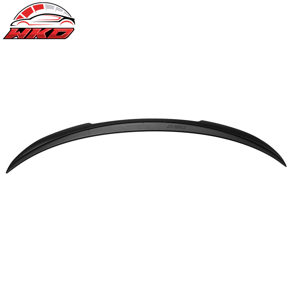 Fits 24-25 Tesla Model 3 V Style Rear Trunk Spoiler Wing Lip Lid Matte Black ABS