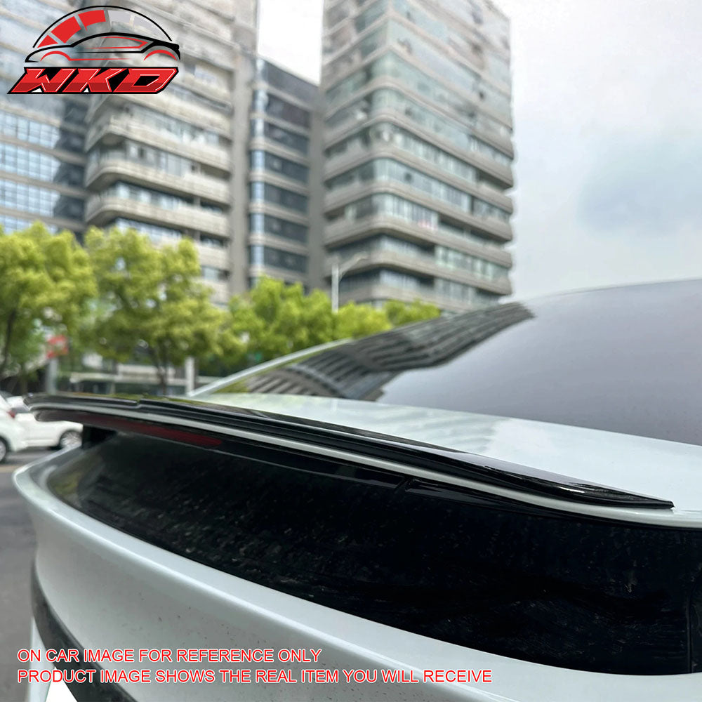 Fits 16-25 Tesla Model X V Style Rear Trunk Decklid Spoiler Wing Lip Gloss Black