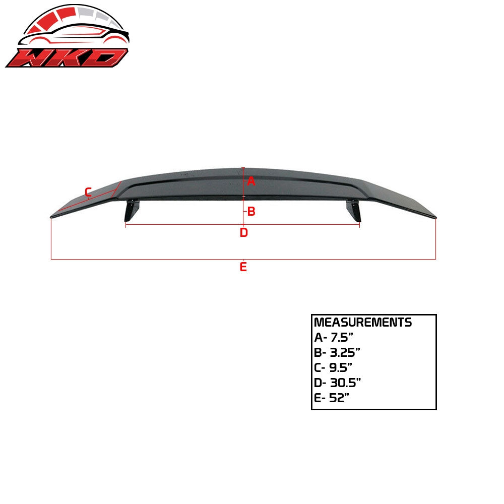 Universal 2 Post Rear Trunk Spoiler Wing Deck Lid Tail Trim Lip ABS Matte Black