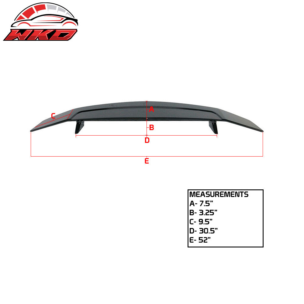 Fits 16-21 Honda Civic 4DR Sedan Rear Trunk Spoiler 2 Post Wing Lip Matte Black