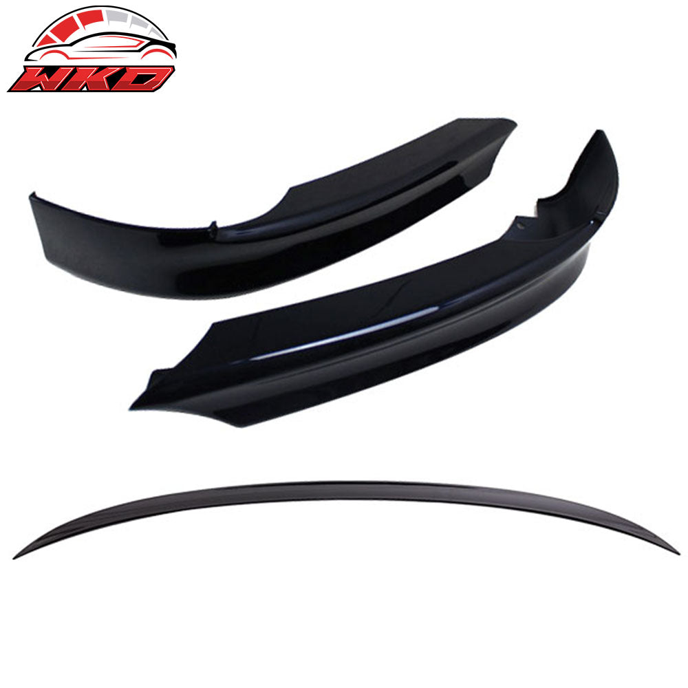 2006-08 BMW E90 3 Series Trunk Spoiler+Front Splitters Painted #668 Jet Black | Wholesale