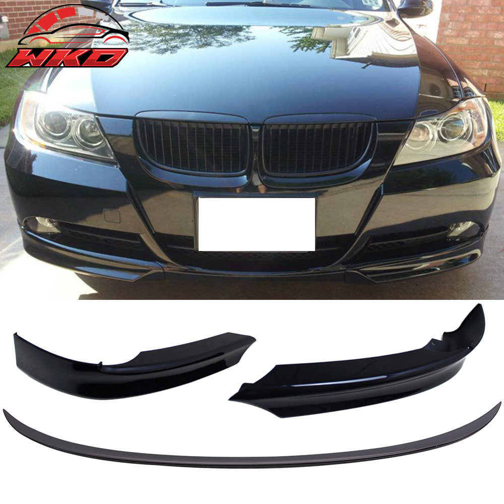 Fits 06-08 BMW E90 3 Series Trunk Spoiler+Front Splitters Painted #668 Jet Black