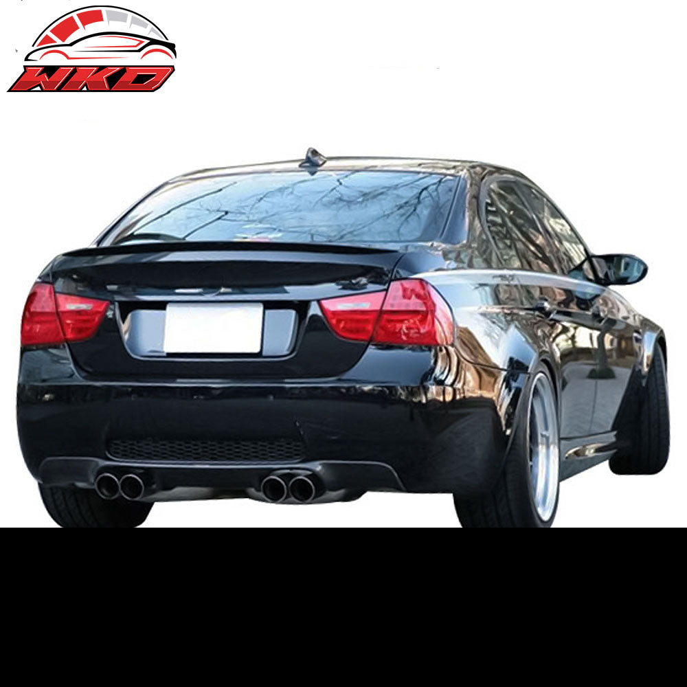 Fits 06-08 BMW E90 3 Series Trunk Spoiler+Front Splitters Painted #668 Jet Black