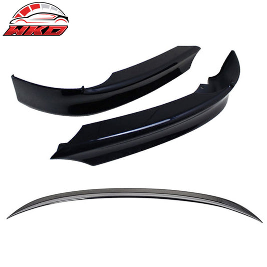 2006-08 BMW E90 Trunk Spoiler + 2PC Front Lip Splitter Painted# 668 Jet Black | Wholesale