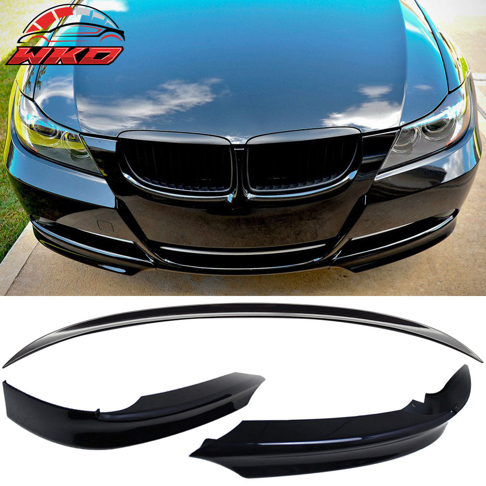 Fits 06-08 BMW E90 3 Series Trunk Spoiler + Front Splitters #475 Black Sapphire