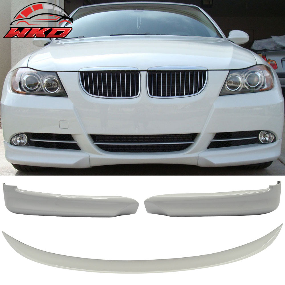 Fits 06-08 BMW E90 Trunk Spoiler + Front Splitter Painted #300 Alpine White III