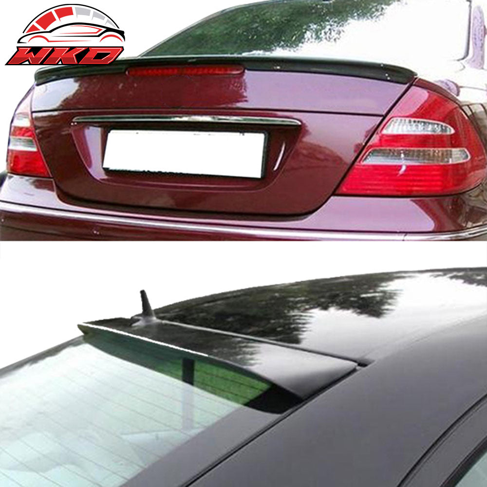 Fits 03-05 Benz W211 Sedan AMG Trunk Spoiler & L Type Roof Wing Unpainted ABS
