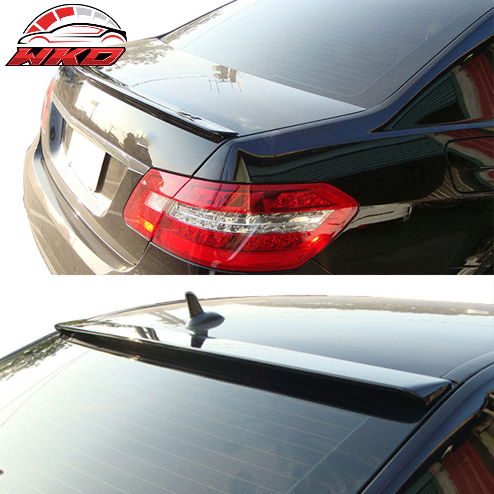 Fits 10-16 Benz W212 Sedan Trunk Spoiler + Roof Wing Painted #197 Obsidian Black