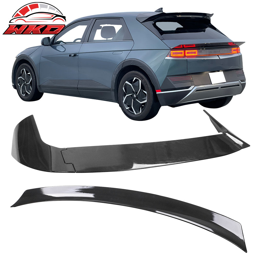 Fits 22-24Ā Hyundai Ioniq 5 Trunk Spoiler + Roof Spoiler Carbon Fiber Print ABS