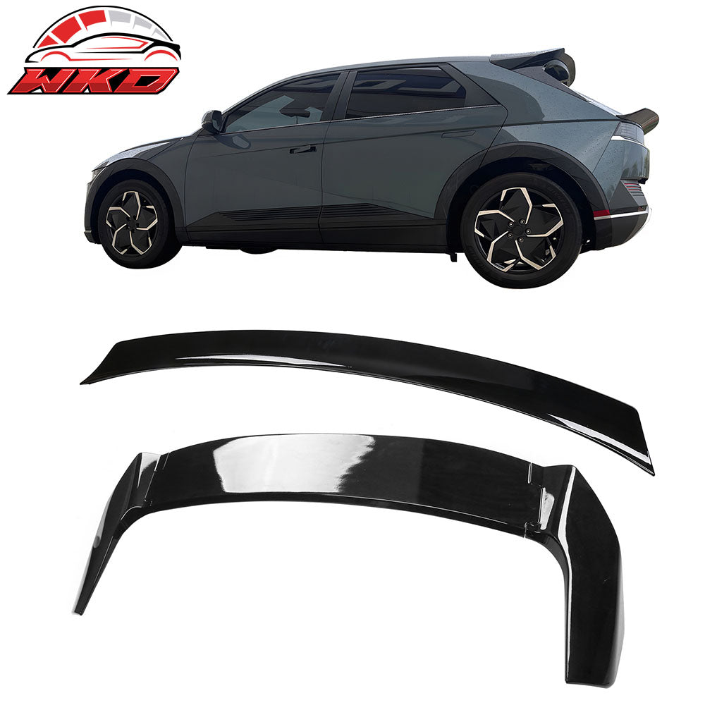 Fits 22-24Ā Hyundai Ioniq 5 Rear Trunk Spoiler + Roof Spoiler Lip Gloss Black ABS