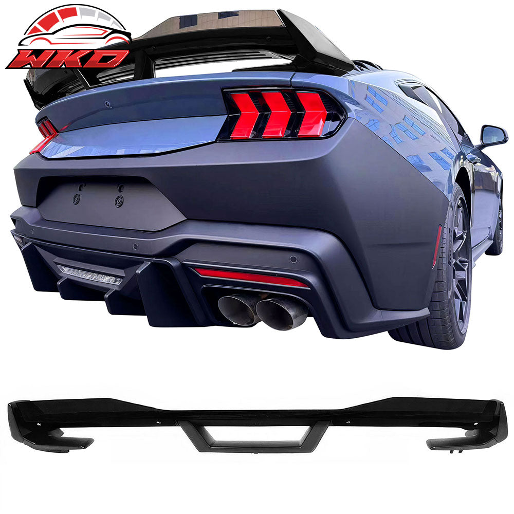 Fits 24-26 Ford Mustang Dark Horse Matte Black Trunk Spoiler W/ Gurney Glap ABS