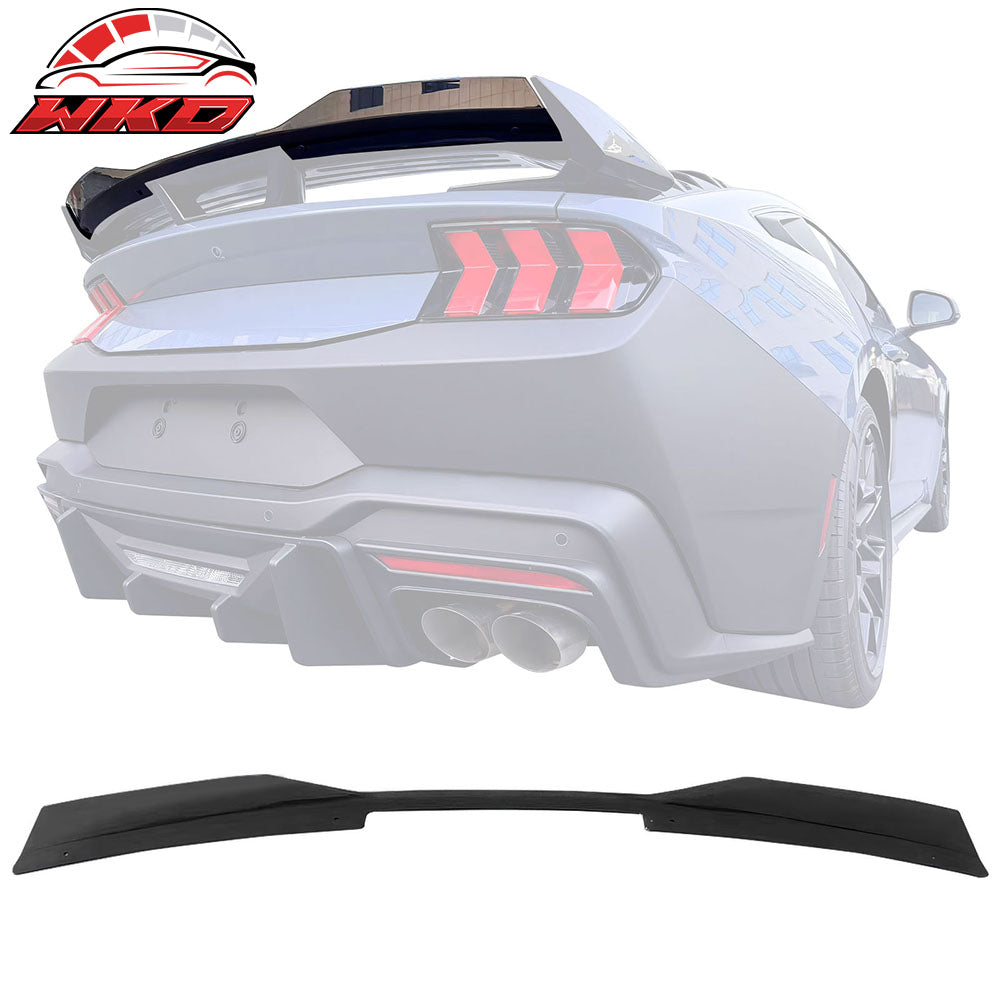 Fits 24-26 Ford Mustang Dark Horse Matte Black Trunk Spoiler W/ Gurney Glap ABS