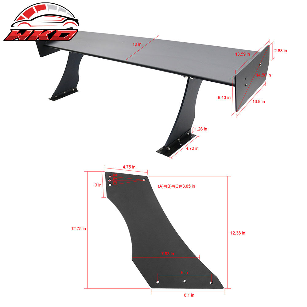 Universal 61" GTC250 Style Trunk Spoiler Rear Racing Wing (V4B Leg + Side Plate)
