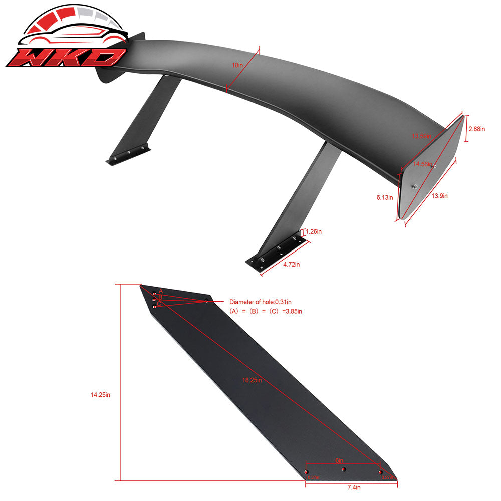Universal 67" GTC300 Style Trunk Spoiler Rear Racing Wing (V4D Leg + Side Plate)
