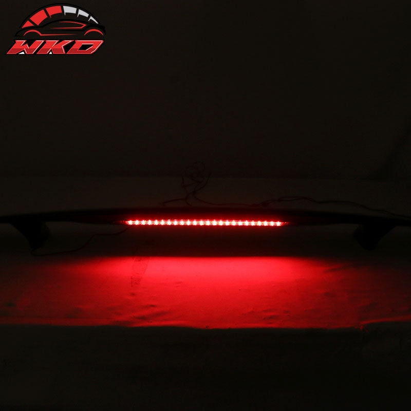 2 Post Universal Gloss Black Rear Trunk Spoiler Wing Lip w/ 3RD Brake Light ABS
