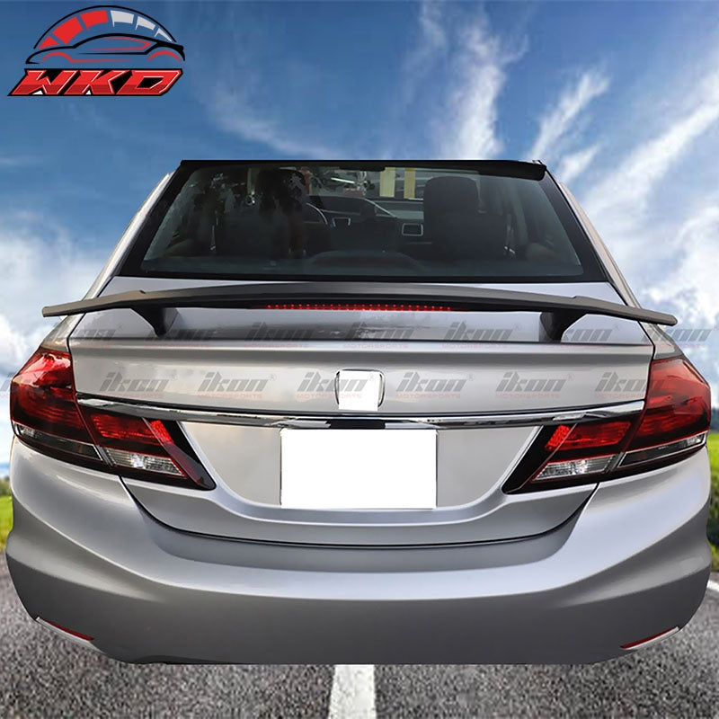 2 Post Universal Gloss Black Rear Trunk Spoiler Wing Lip w/ 3RD Brake Light ABS