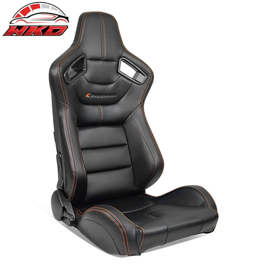 Wholesale Universal Adjust Racing Seat Dual Slider Right PU Carbon Leather Orange Stitch