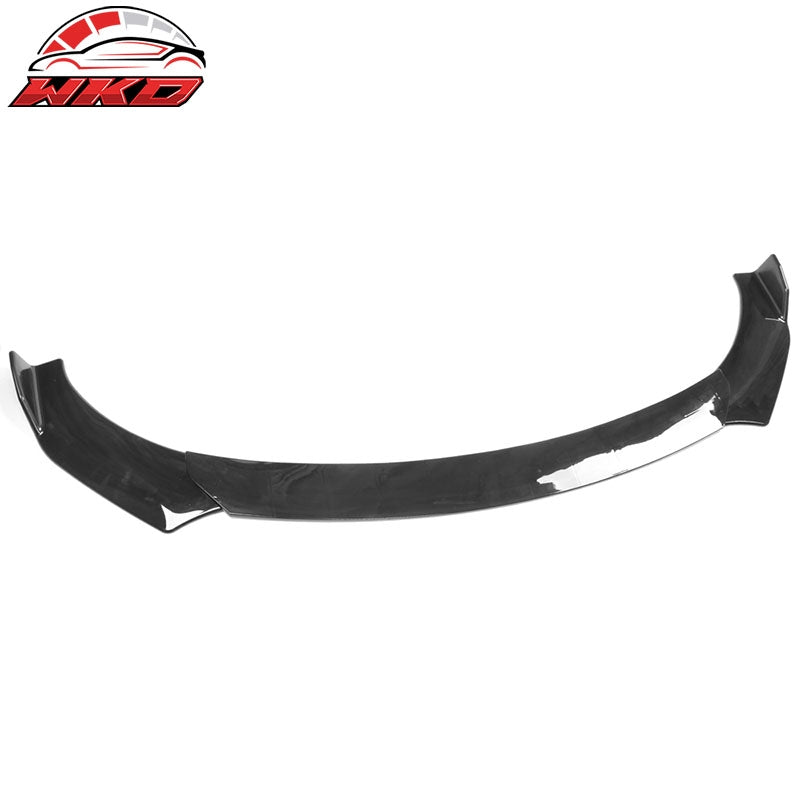 Universal 62"-66" Adjustable A Style Gloss Black Front Bumper Lip + Strut Rods