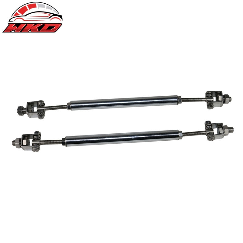 Universal 62"-66" Adjustable Front Bumper Lip A Style Gloss Black + Strut Rods