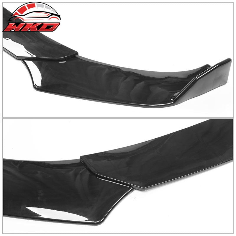 Universal 62"-66" Adjustable Front Bumper Lip A Style Gloss Black + Strut Rods