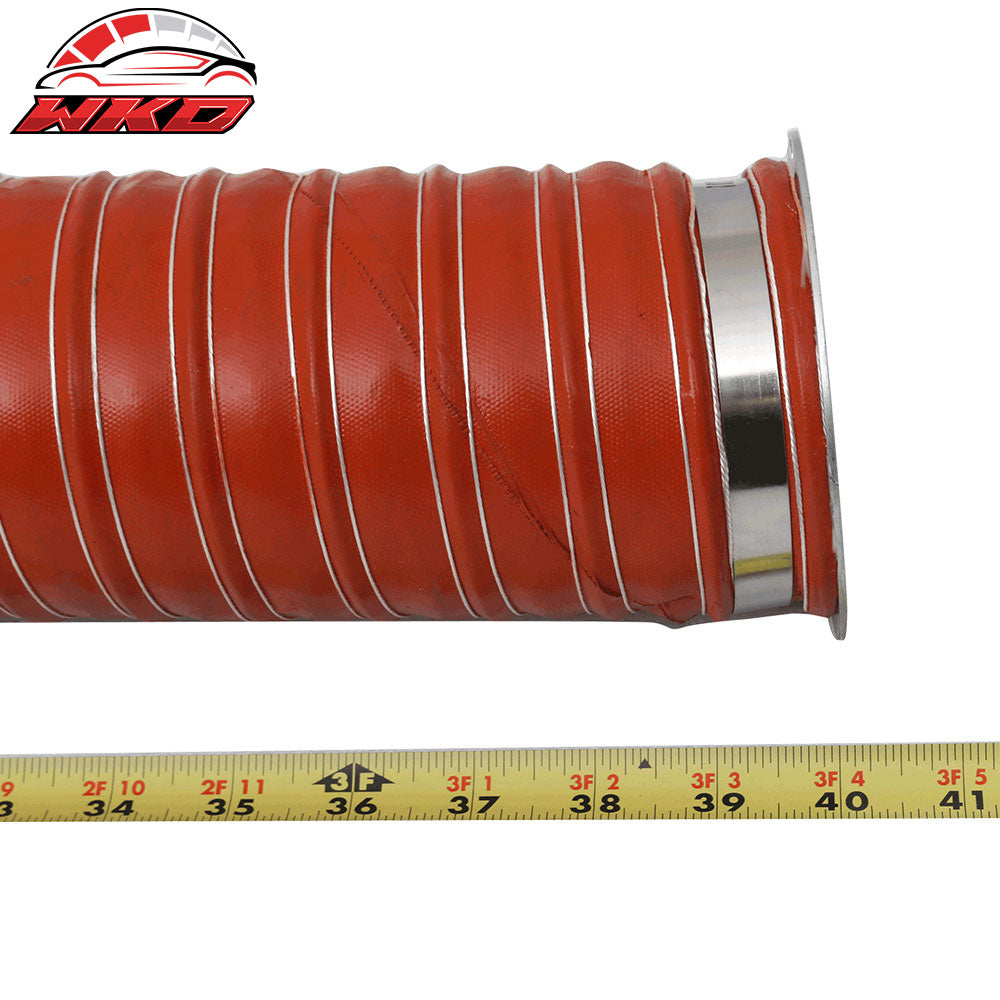 Universal Brake Cooling Dual Layer Insulation Hose W/ Flange 3.5 Inch 2 Pc
