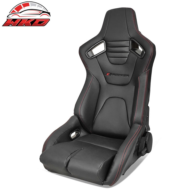 Wholesale Universal Reclinable Bucket Racing Seat Left Side Dual Sliders Black PU Leather Driver Side: Black - Wikond Auto