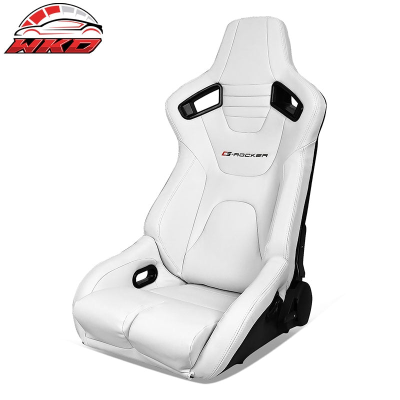 Wholesale Universal Reclinable Bucket Racing Seats Left Side Dual Sliders White PU Leather