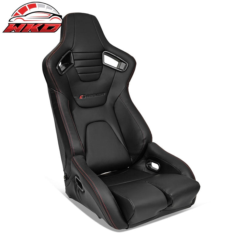 Wholesale Universal Reclinable Bucket Racing Seat Right Side Dual Sliders Black PU Leather