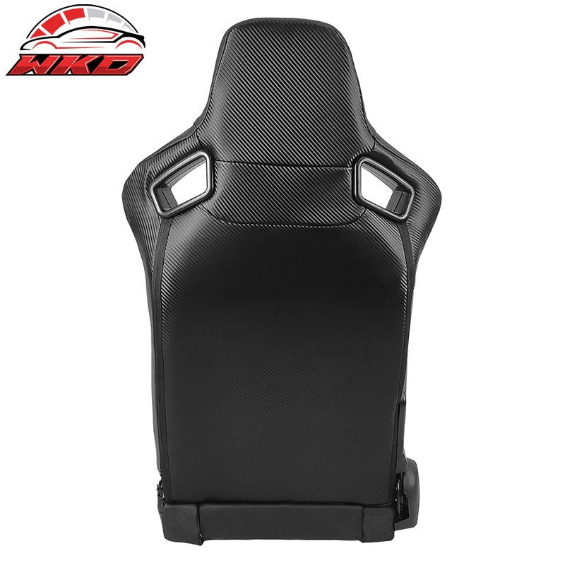 Universal Reclinable Bucket Racing Seat Right Side Dual Sliders Black PU Leather