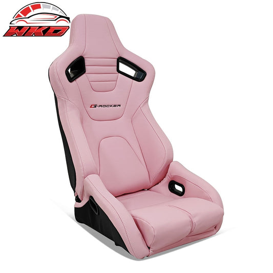 Wholesale Universal Reclinable Bucket Racing Seat Right Side Dual Sliders Pink PU Leather