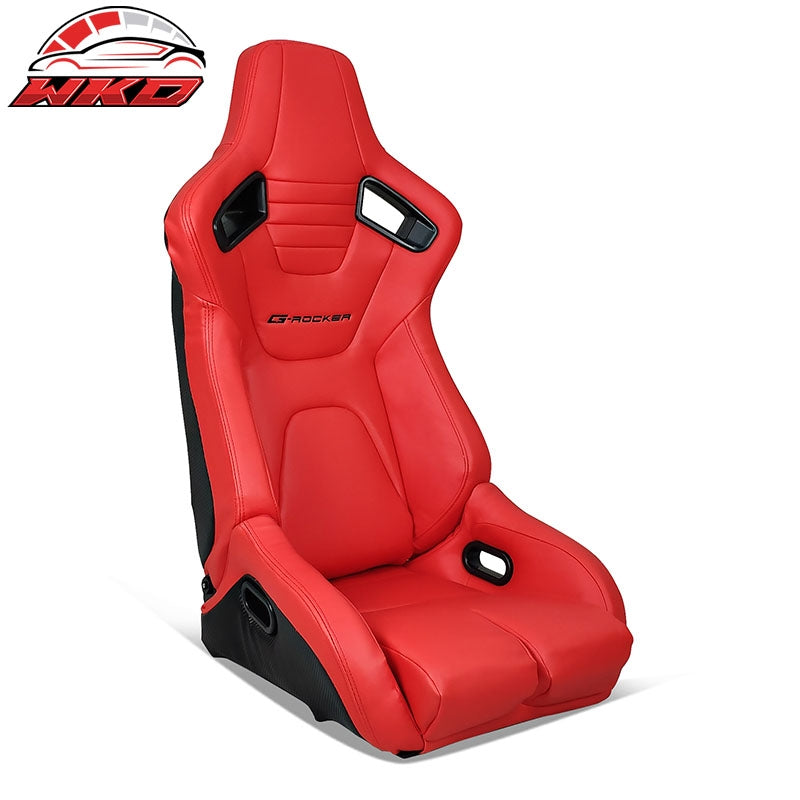 Wholesale Universal Reclinable Bucket Racing Seat Right Side Dual Sliders Red PU Leather