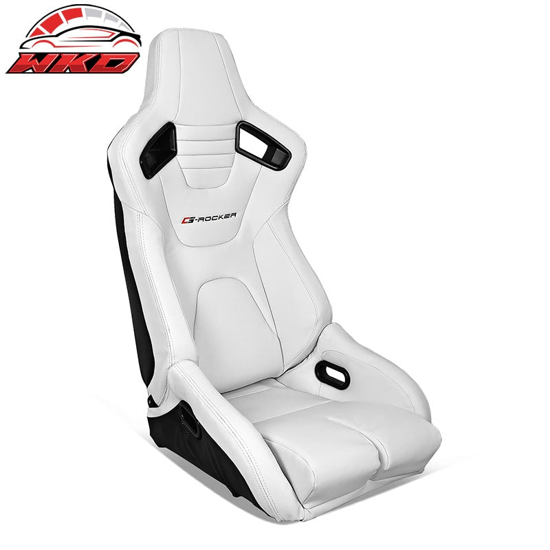 Wholesale Universal Reclinable Bucket Racing Seat Right Side Dual Sliders White PU Leather