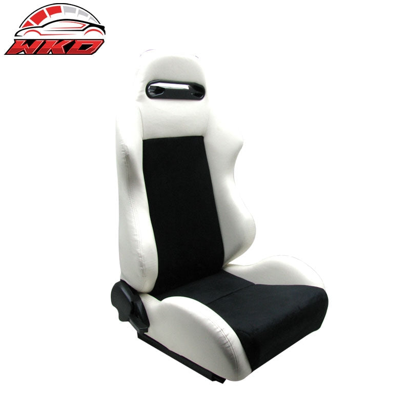 Wholesale Reclinable Bucket Racing Seat Right Dual Slider White Black Suede