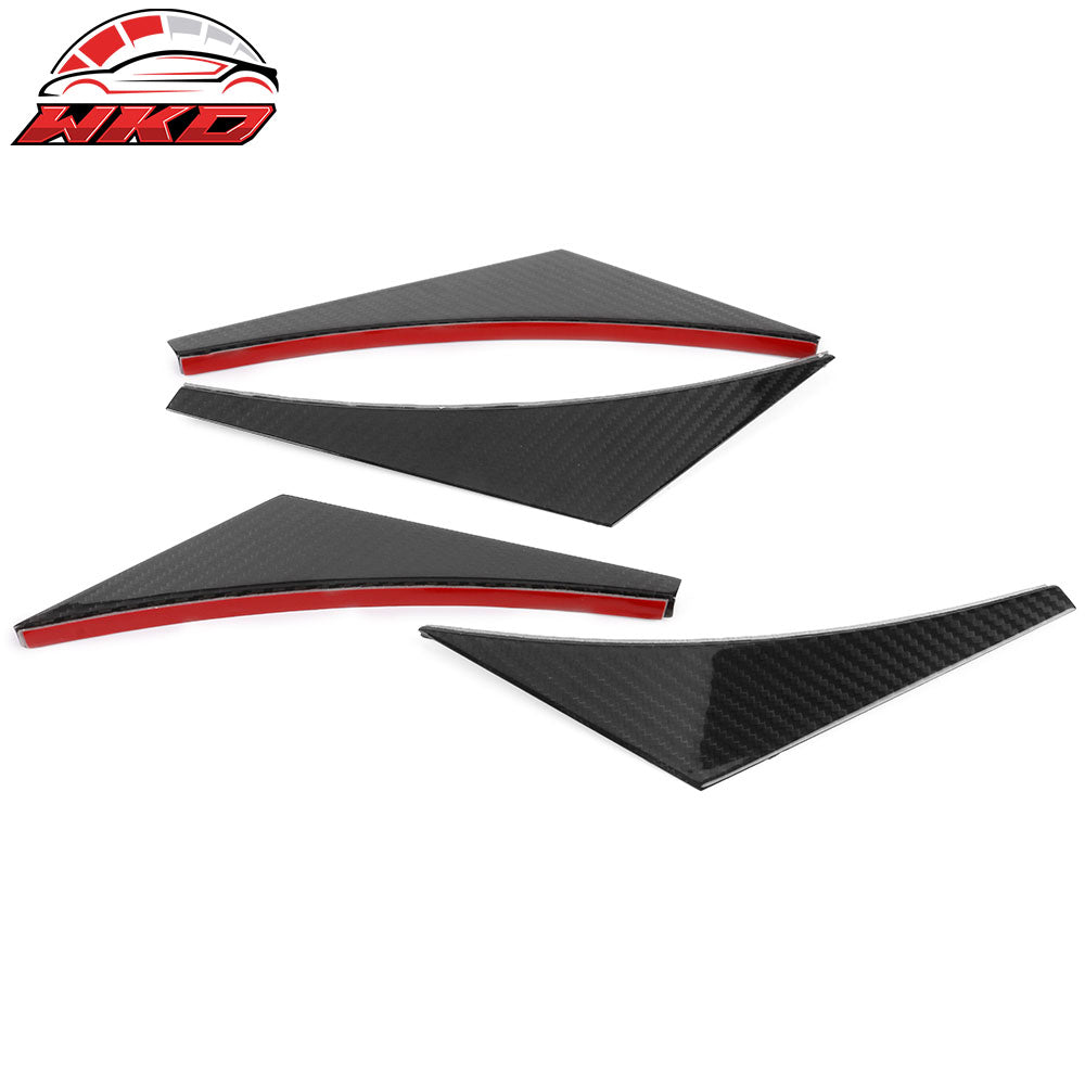 Universal Front Bumper Lip Canards Splitters Fin 4Pc V2 Style - Carbon Fiber