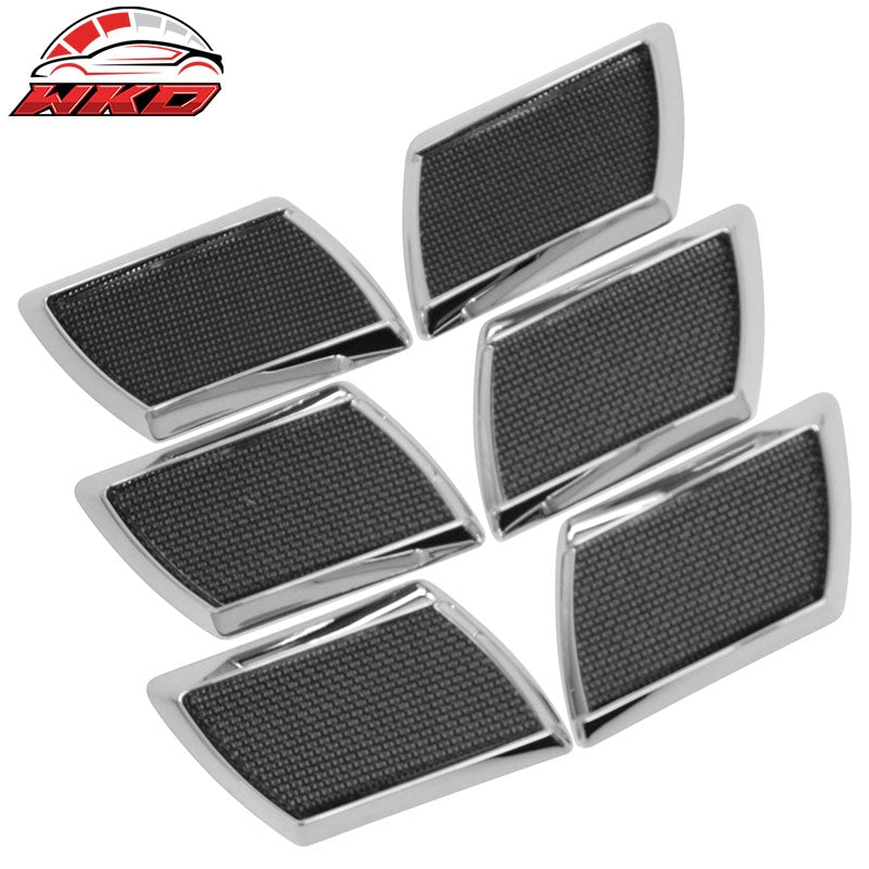 Universal RH LH Front Side Fender Port Hole Bezels W/Chrome Frame Black Mesh 6PC