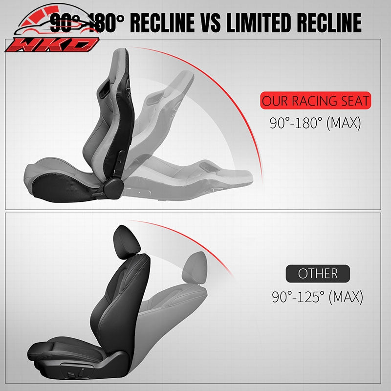 Universal Reclinable Racing Seat Dual Slider Left Grey PU & Carbon Leather Back
