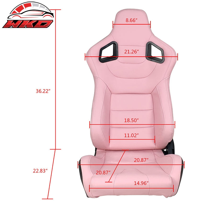Reclinable Racing Seat + Dual Slider Left Pink PU Carbon Leather