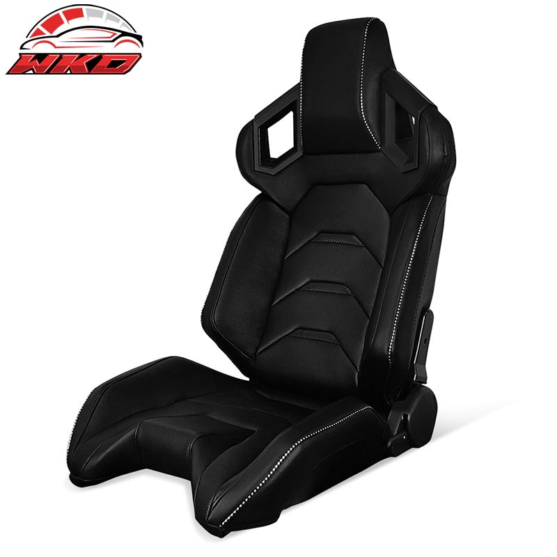 Wholesale Universal Reclinable Racing Seat Left Side Dual Sliders Black PU &Carbon Leather