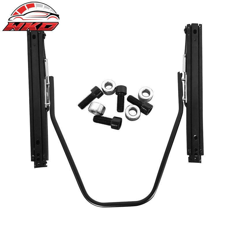 Universal Reclinable Racing Seat Dual Slider Right Black PU Leather White Stripe