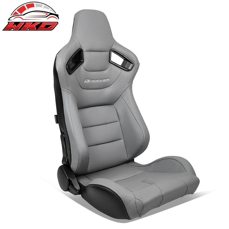 Wholesale Universal Reclinable Racing Seat Dual Slider Right Grey PU & Carbon Leather Back