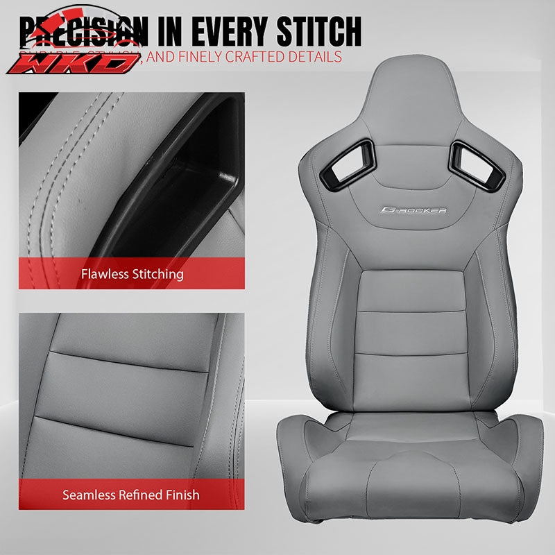Universal Reclinable Racing Seat Dual Slider Right Grey PU & Carbon Leather Back