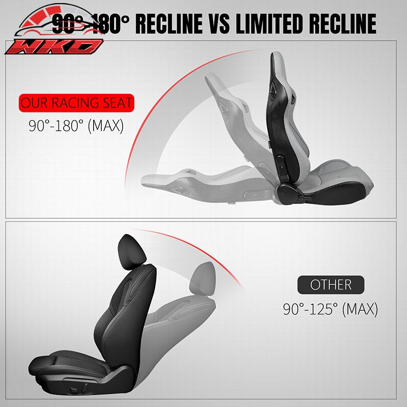 Universal Reclinable Racing Seat Dual Slider Right Grey PU & Carbon Leather Back