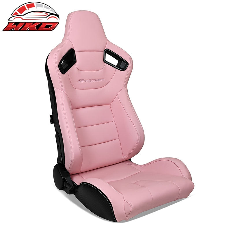 Wholesale Reclinable Racing Seat Dual Slider Right Pink PU Carbon Leather