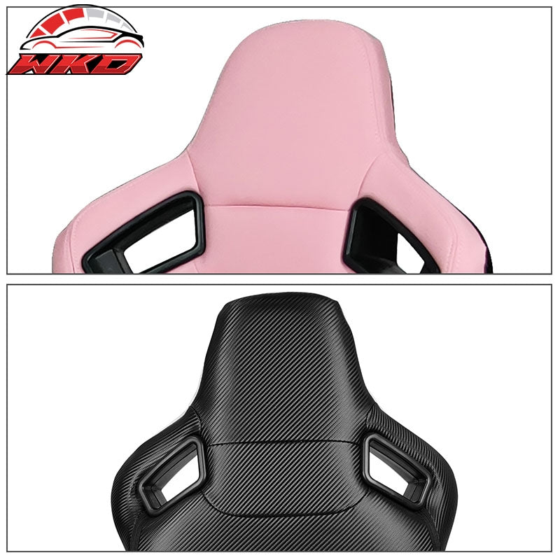 Reclinable Racing Seat Dual Slider Right Pink PU Carbon Leather