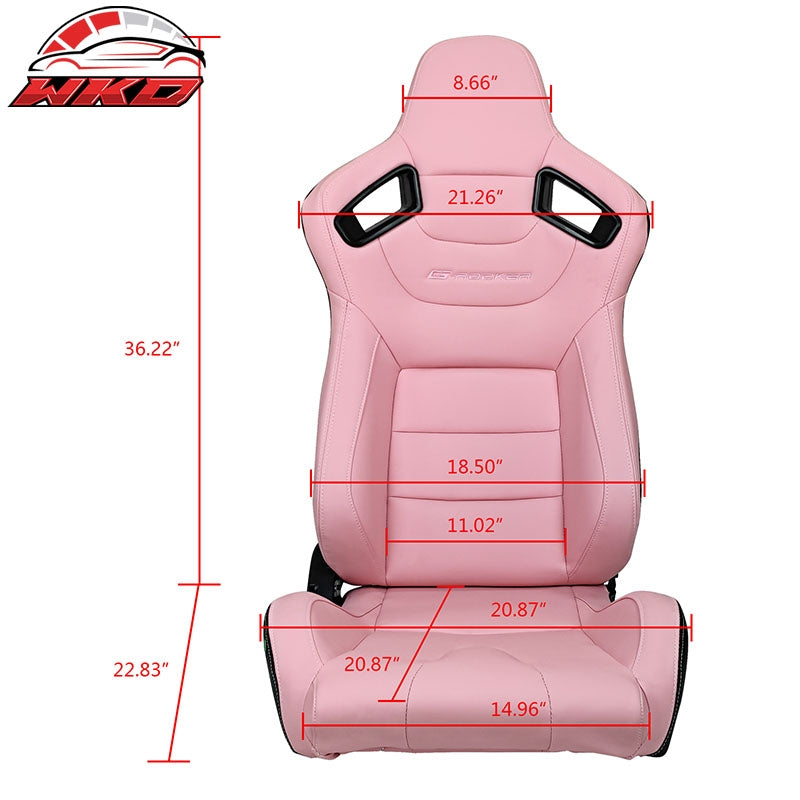 Reclinable Racing Seat Dual Slider Right Pink PU Carbon Leather