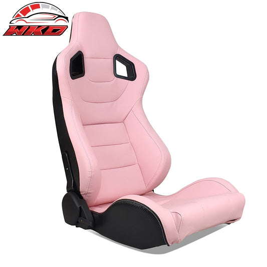 Wholesale Reclinable Racing Seat Dual Slider Right Pink PU Carbon Leather