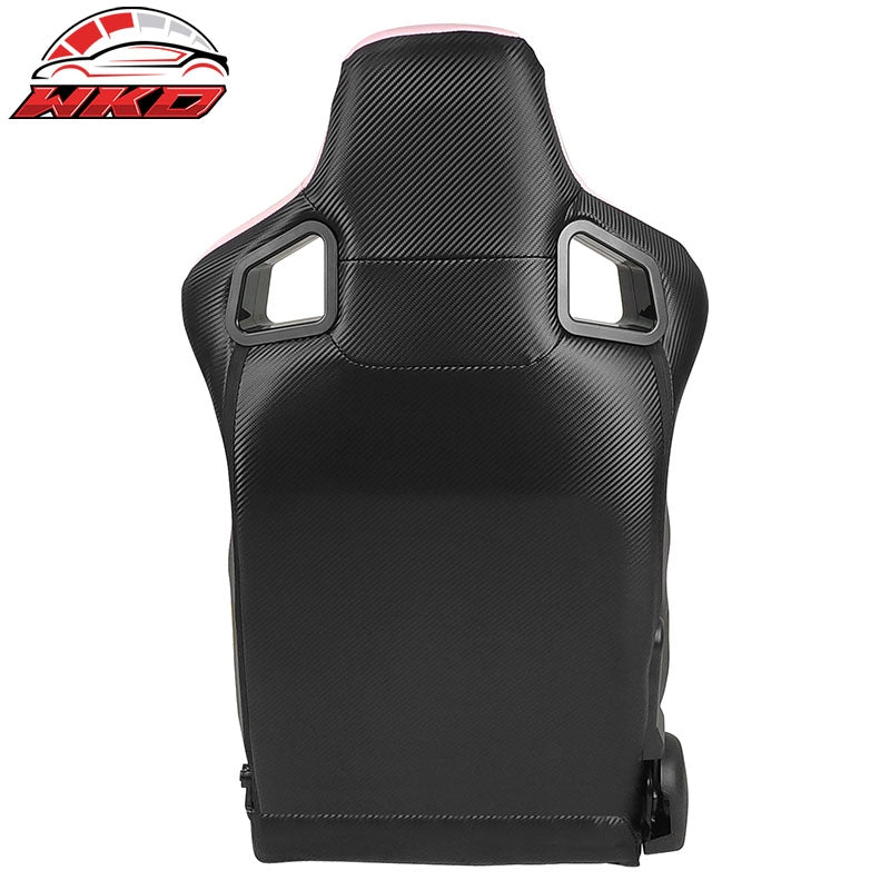 Reclinable Racing Seat Dual Slider Right Pink PU Carbon Leather